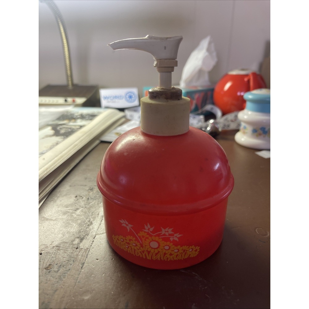 Avon Pump Dispenser Country Kitchen Vintage Orange Floral Soap Or Lotion